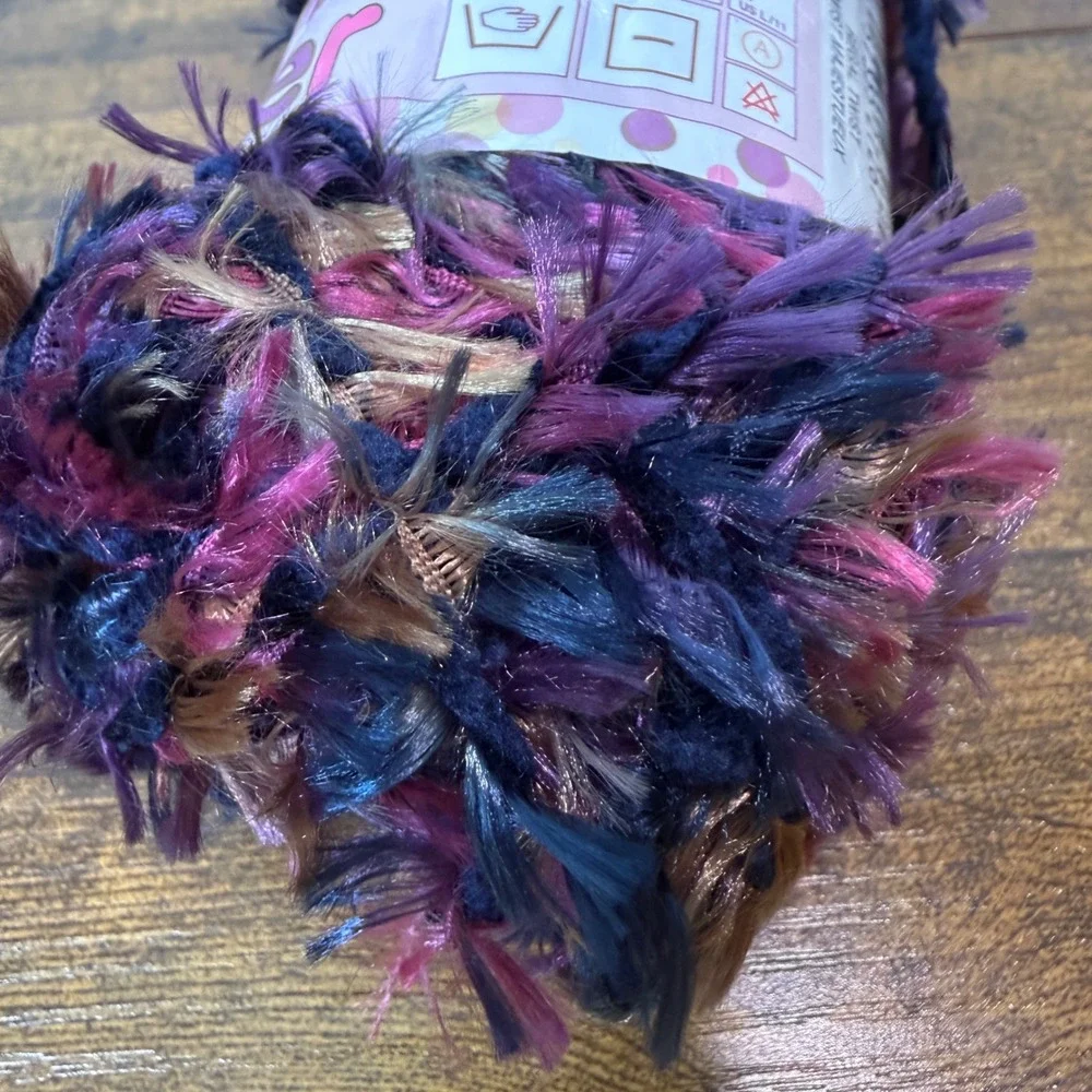 Patons Twister Yarn Regal Twist‎ 2 Skeins Craft Knitting Crochet Fuzzy Multcolor